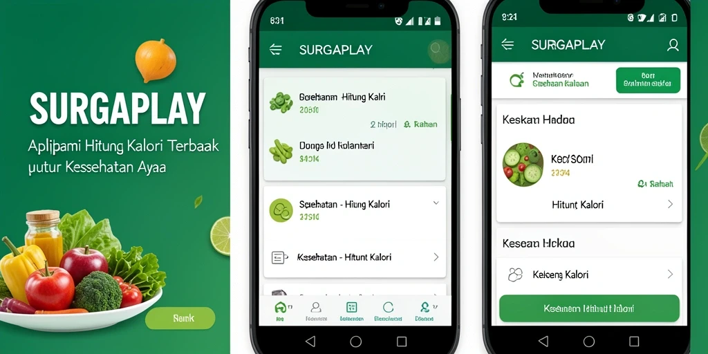 Tampilan antarmuka SURGAPLAY yang sederhana untuk menghitung kalori.