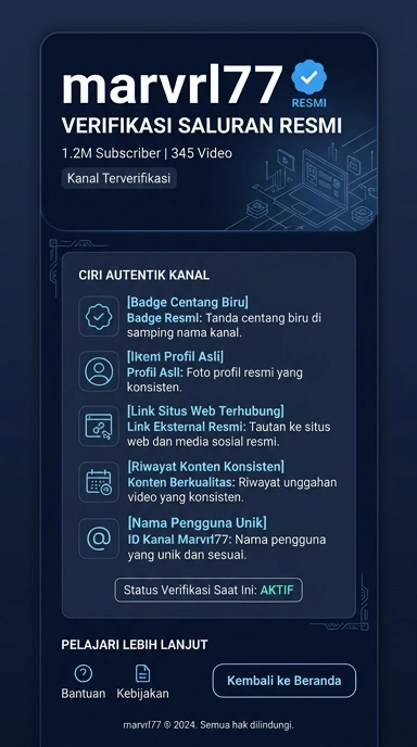 Tampilan kanal resmi marvrl77